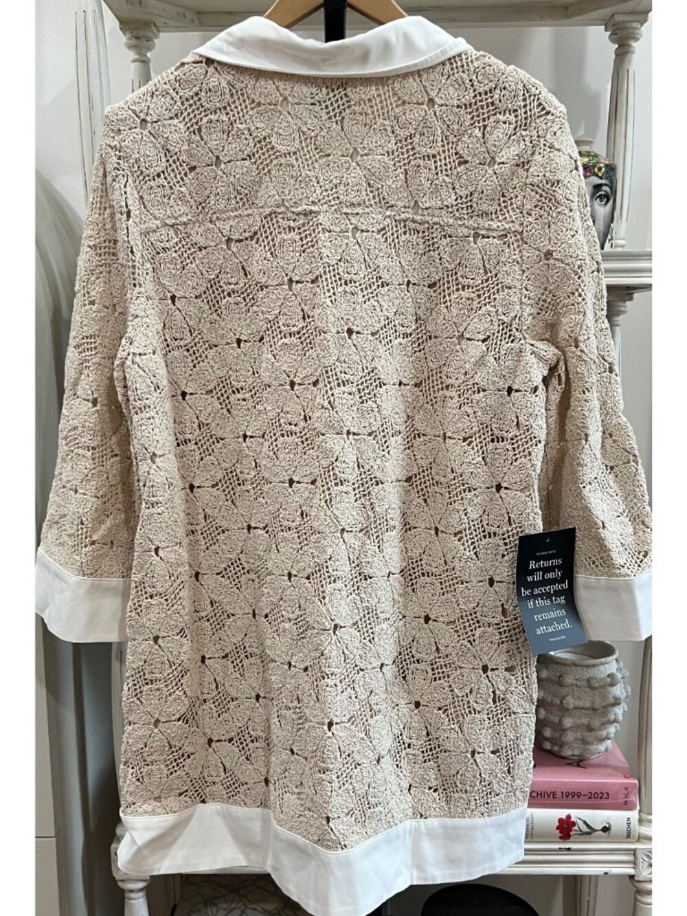 Tuckernuck $198 Tan Crochet Collier Dress Size XL Nautical Beach - Picture 6 of 6